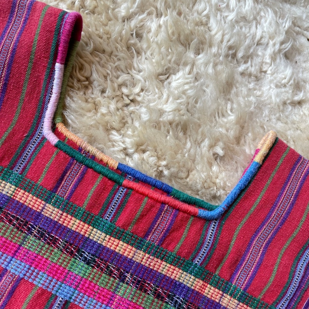 Vintage handwoven red striped cotton top - Picture 3 of 6